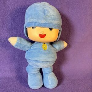 Rare 2005 Bandai Plush Pocoyo Stuffed Plush Doll Hard Plastic Head 9"